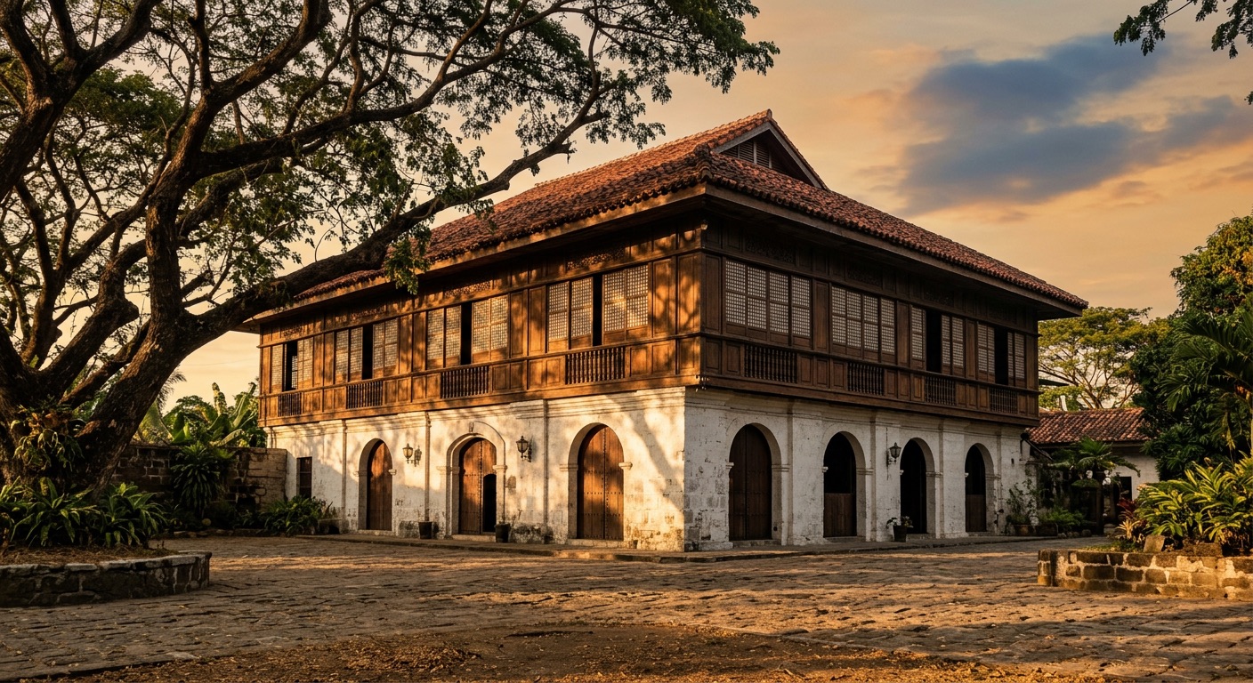 Illustrative rendering of casa hacienda heritage architecture, inspired by Casa Hacienda de Naic