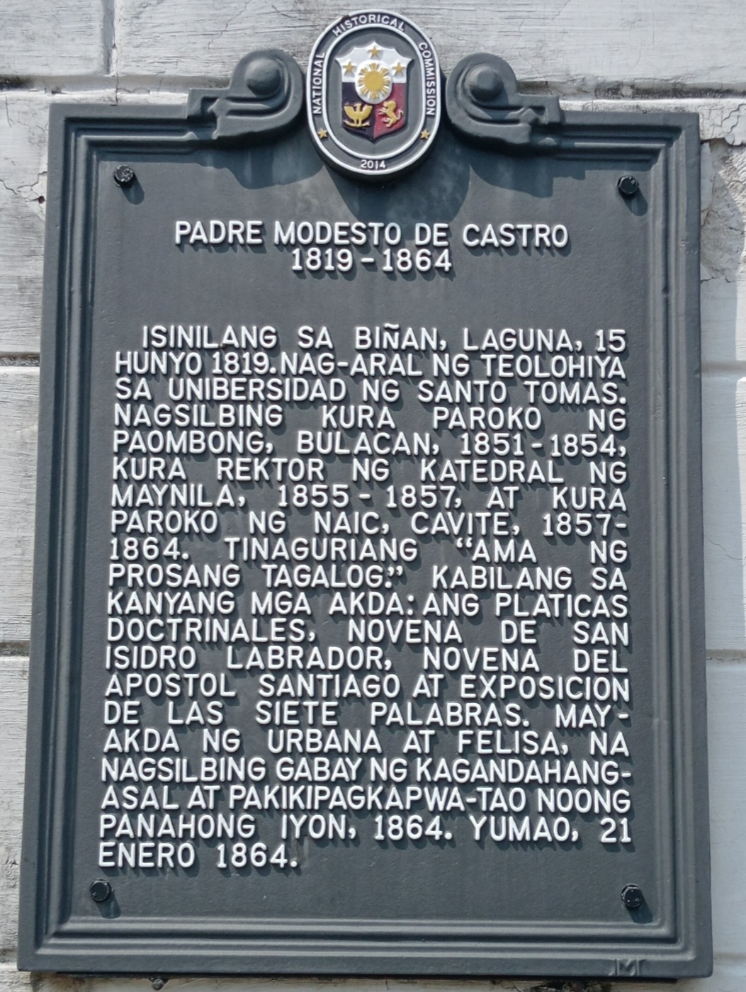Padre Modesto de Castro Historical Marker