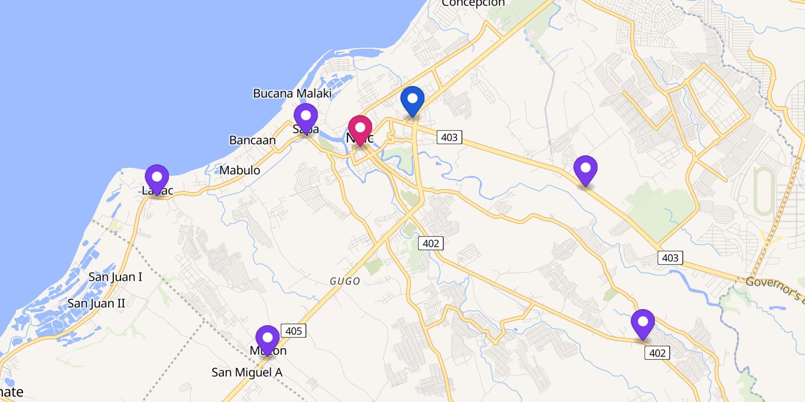 Map of Naic, Cavite